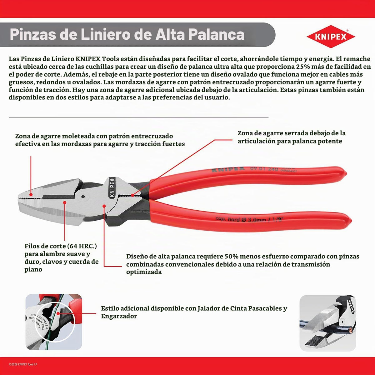 Knipex 09 08 240 SBA - Alicates aislados de 9.5 pulgadas