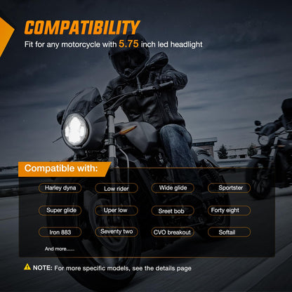 Nilight TL-411 Faros Delanteros LED para Motocicleta Harley Davidson 5.75 in, Compatible con Sportster/Dyna/Softail, Cromo