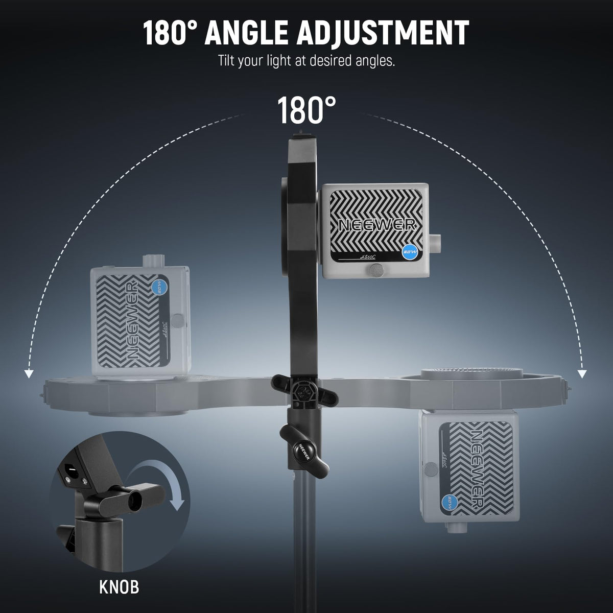 NEEWER Soporte Adaptador Montura Bowens, Anillo Adaptador Mini a Bowens con Rosca Paraguas, Receptor 5/8", Inclinación 180°SOLO para NEEWER HS60B/HS60C Luces Vídeo Foco Portátiles, CHB1