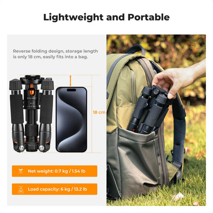 K&F Concept - Mini trípode de computadora Compacto de 20.5 pulgadas/52 cm con Cabeza de Bola de 360 Grados, Placa de liberación rápida de 1/4 Pulgadas para cámara, videocámara, Carga hasta 6 kg