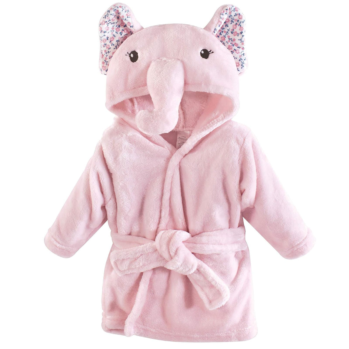 Little Treasure - Albornoz unisex de felpa para bebé, elefante floral, 0-9 meses