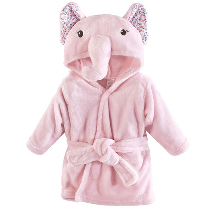 Little Treasure - Albornoz unisex de felpa para bebé, elefante floral, 0-9 meses