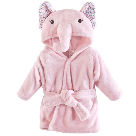Little Treasure - Albornoz unisex de felpa para bebé, elefante floral, 0-9 meses