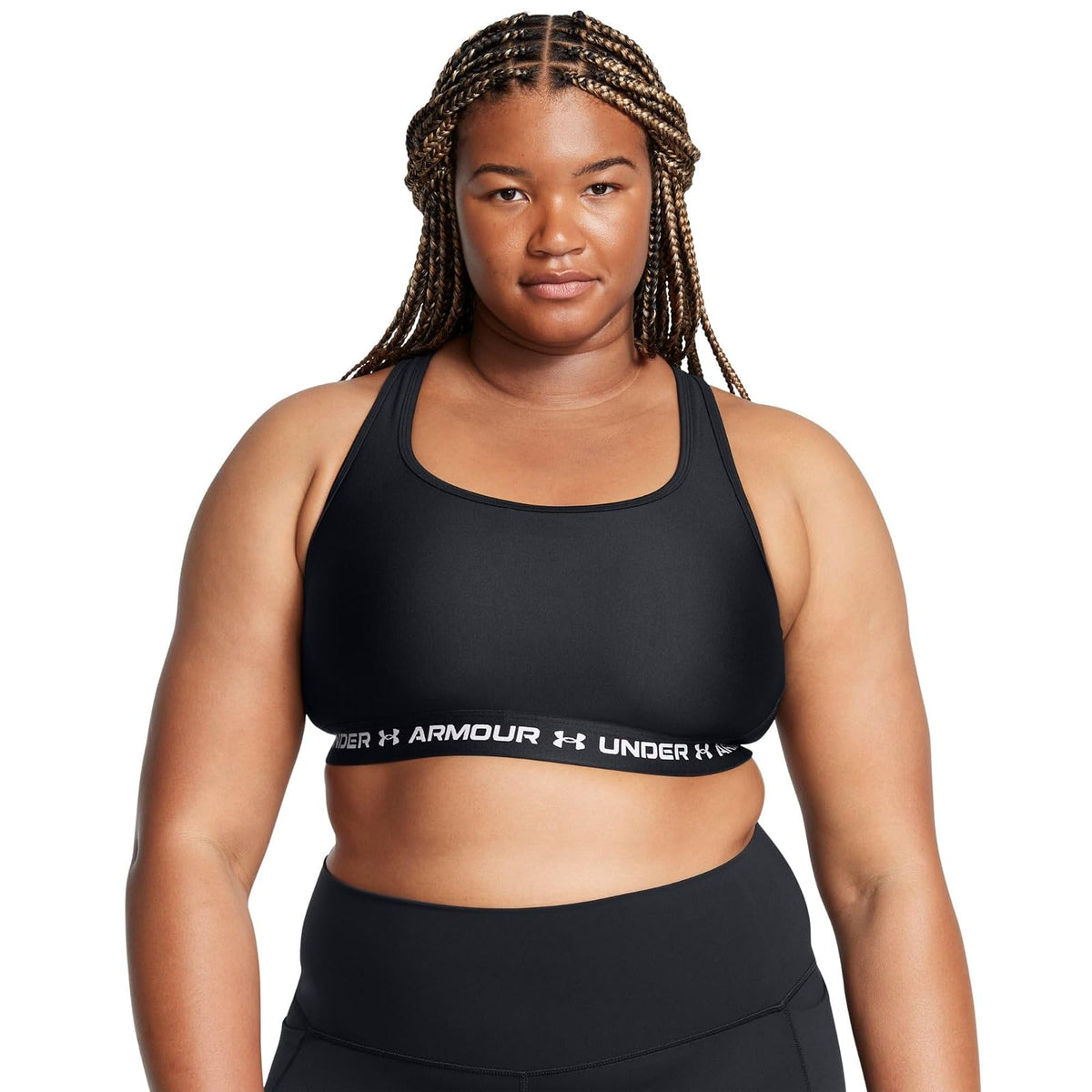 Under Armour Sports Bra de Entrenamiento Crossback Mid para Mujer - Negro Negro Blanco - 1X