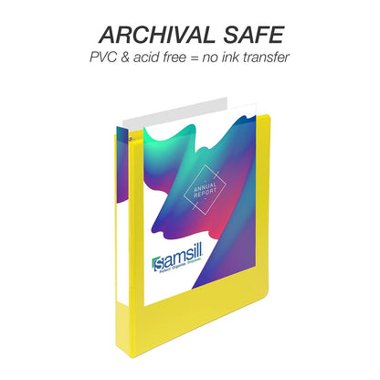 Samsill - Carpeta de 3 anillas duradera de 1 pulgada, fabricada en Estados Unidos, carpeta de anillos en D, tablero de aglomerado FSC 100% reciclado, amarillo, paquete de 4