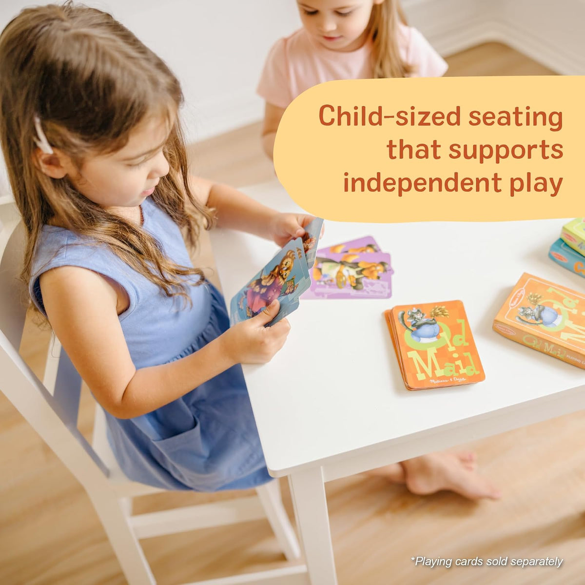 Melissa & Doug Mesa y sillas de madera sólida, construcción robusta de madera, capacidad de 150 lbs (68 kg), fácil de armar, juego de 3 piezas, 50.8 cm ancho x 59.69 cm H x 52.07 cm largo