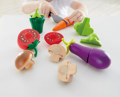 Hape , Accesorios de Cocina de Madera para Niños: Set de Verduras Realistas, Juego Educativo y Divertido para Explorar el Mundo de la Cocina. De 2 a 8 años. E3161