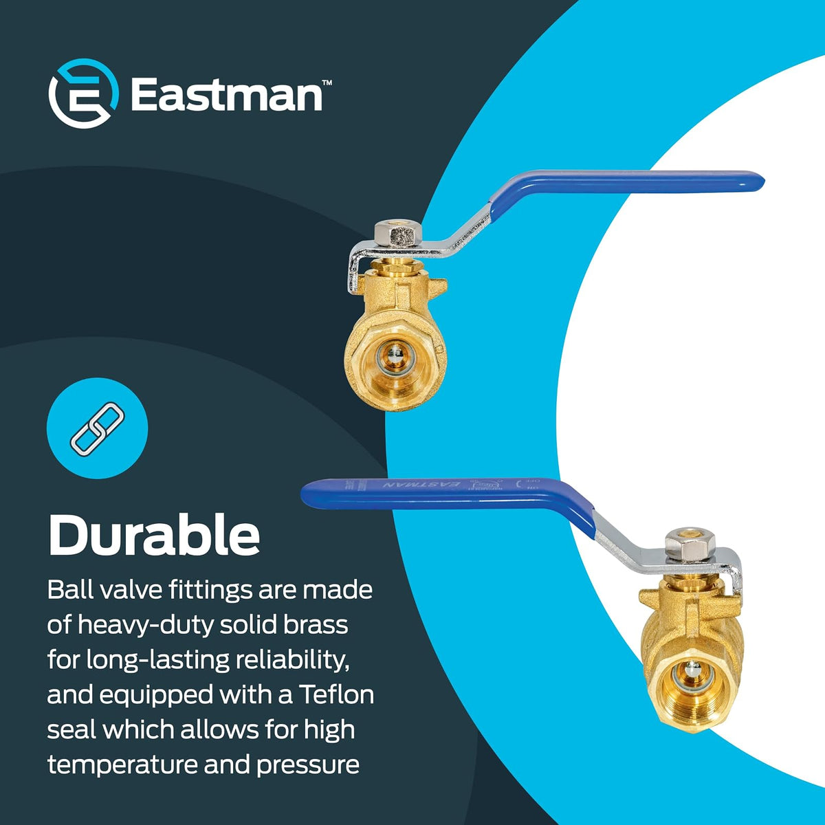Eastman 20043LF - Válvula de bola de puerto completo para servicio pesado, 3/8" IPS, latón, 3/8"
