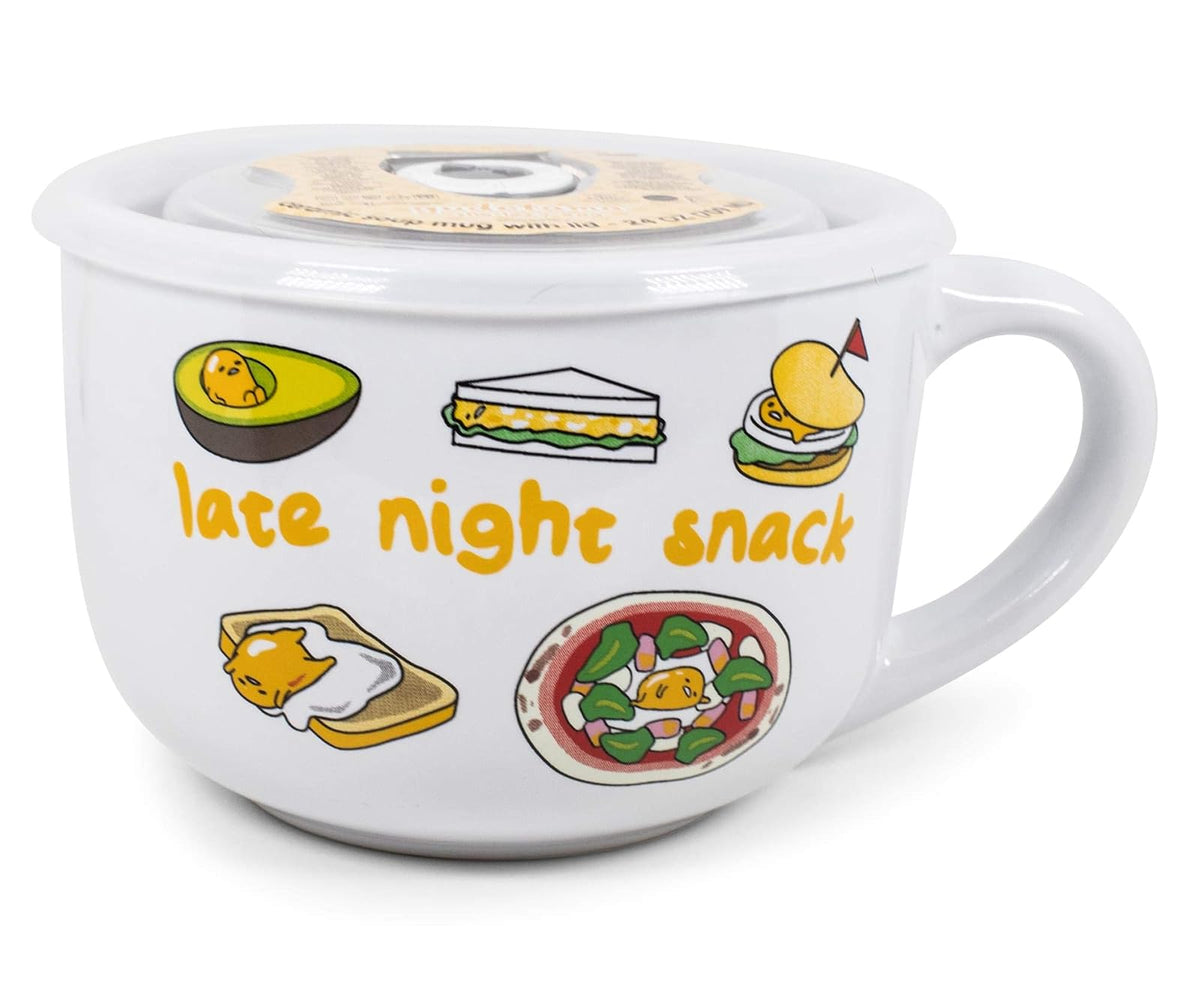 Silver Buffalo Taza de Sopa de Cerámica Peanuts, 24 oz - Gudetama: Snack nocturno