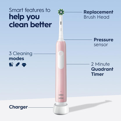 Oral-B Pro 1000 CrossAction Cepillo de dientes eléctrico, color rosa