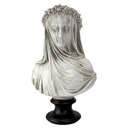 Design Toscano - Estatua de Busto para Interior, 9 Pulgadas de Ancho, 14 Pulgadas de Alto, polirresina fundida a Mano, Acabado Blanco Envejecido con una Base Pintada Negra