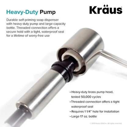 KRAUS Boden KSD-53SFS Dispensador de jabón y loción de cocina en acero inoxidable sin puntos