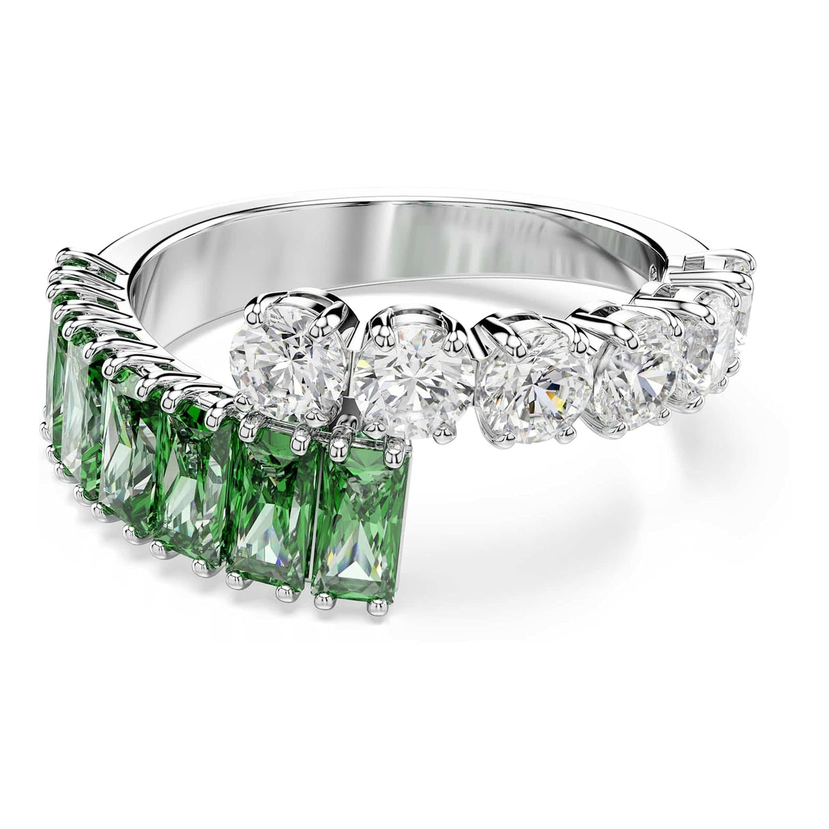 Swarovski Matrix Kollektion Ring, Gemischte Schliffe, Grün, Rhodiniert