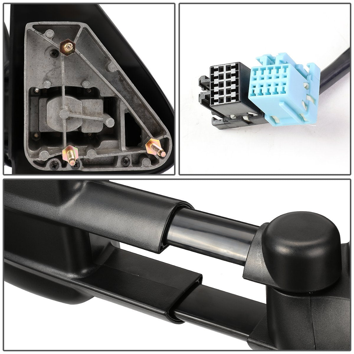 DNA Motoring Par de Espejos de Remolque con Ajuste Manual y Luz de Giro, Negro/Ámbar, TWM-001-T666-BK-AM [Silverado/Sierra 99-06]