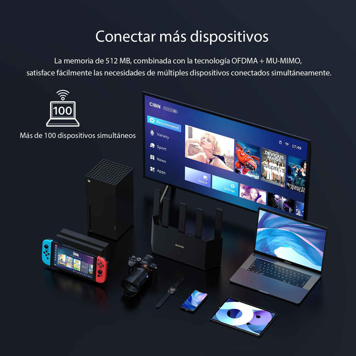 Tenda Router RE6L Pro WiFi 7 BE5100, Velocidad hasta 5011 Mbps, Dual-Band, 1 Puerto 2.5G + 3 Puertos 1G, 5 Antenas, NFC, Control Parental, VPN, Compatible con Proveedores de Internet