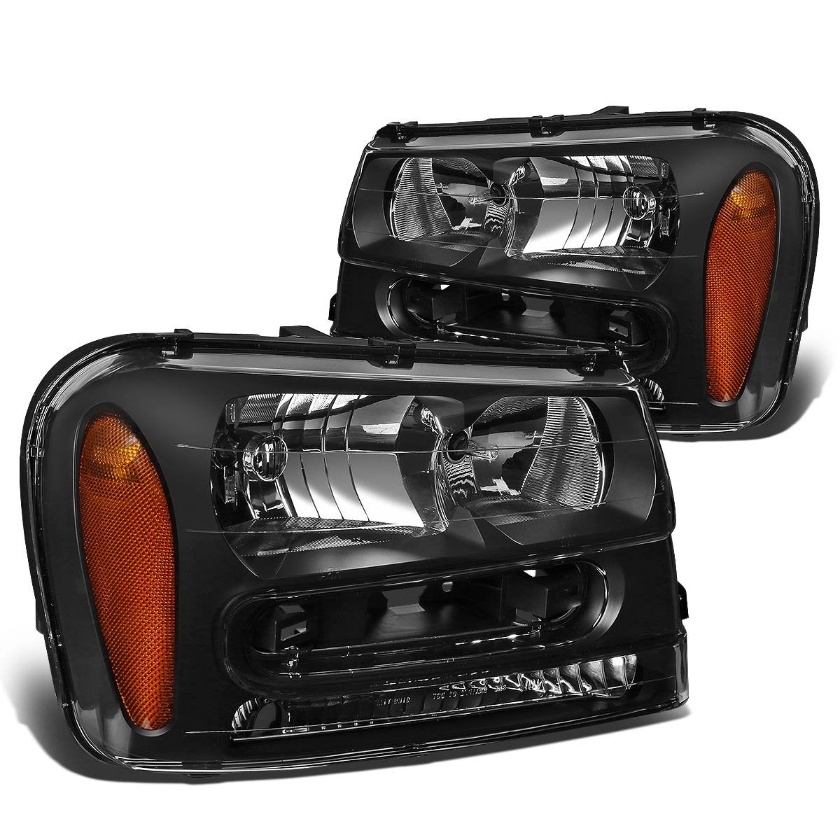 DNA Motoring HL-OH-TRA02-BK-AM Faros Delanteros de Esquina Ámbar para Trailblazer 02-09, Negro