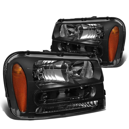 DNA Motoring HL-OH-TRA02-BK-AM Faros Delanteros de Esquina Ámbar para Trailblazer 02-09, Negro