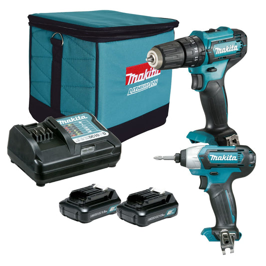 Makita Kit Taladro Atornillador + Rotomartillo Inalámbrico 12V CLX228 Estuche