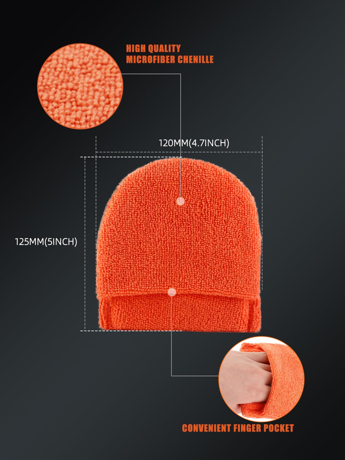 SPTA Almohadilla aplicadora de microfibra, esponja de microfibra, 10 almohadillas para orejas aplicadoras de cera de microfibra ultrasuave, almohadillas para orejas de limpieza con bolsillo para dedos