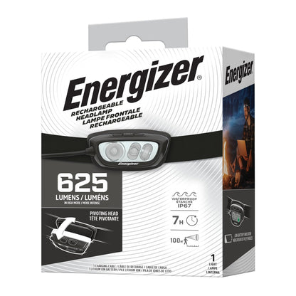 Energizer HDL70 - Linterna frontal recargable LED multicolor, batería recargable de iones de litio, dos modos LED verdes para visión nocturna, función de atenuación avanzada, resistente al agua IP67