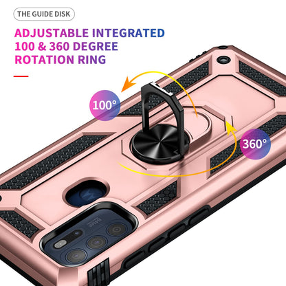 BestAlice.MX Funda para Motorola Moto G60S Case + Protector de Pantalla de Cristal Templado + Lens Mica, Híbrida Rugged Protección Dual Layer Bumper Carcasa con Pie De Apoyo, Oro Rosa