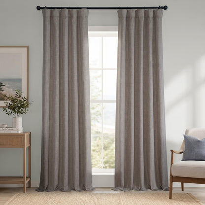 Half Price Drapes Cortina de Lino Sintético para Oscurecer - 127An x 243.8Al cm (1 Paneles) - Marrón