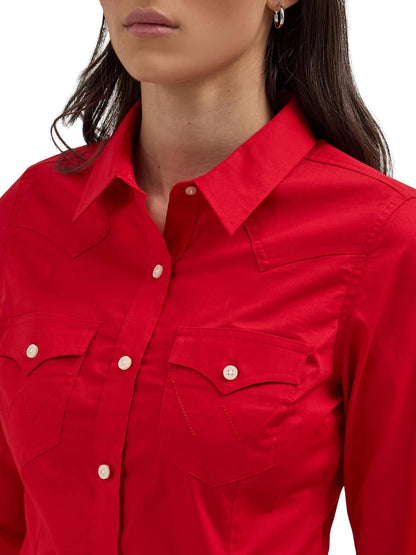 Wrangler Camisa Western Women's Retro Button-Down de Algodón para Mujer