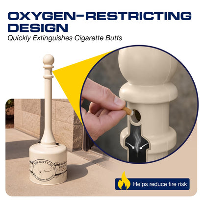 Eagle 1205BEI Receptáculo para colillas de cigarrillos de acero galvanizado, capacidad de 5 galones, 40" de altura, 12" de diámetro, color beige
