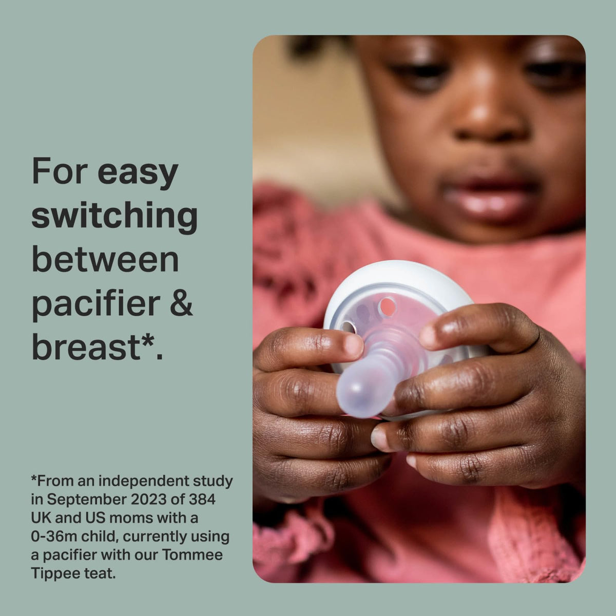 Tommee Tippee Chupón Tipo Pecho, 0-6 Meses, Silicona, Paquete de 4 | Diseño Simétrico, Tetina Natural Tipo Pecho, Chupón Libre de BPA, Rosa/Verde/Crema