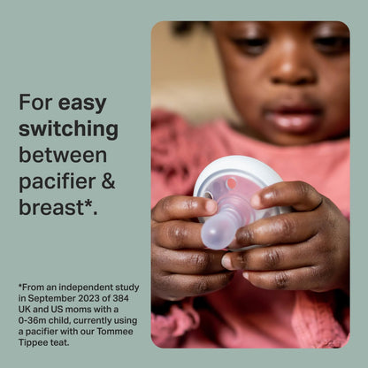 Tommee Tippee Chupón Tipo Pecho, 0-6 Meses, Silicona, Paquete de 4 | Diseño Simétrico, Tetina Natural Tipo Pecho, Chupón Libre de BPA, Rosa/Verde/Crema