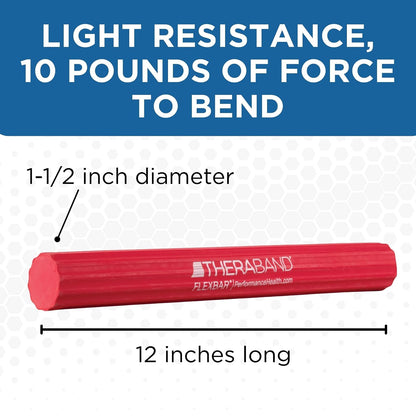 TheraBand FlexBar Resistance Bar For Improving Grip Strength, Tennis Elbow, Golfers Elbow, Tendonitis, Red, Light, Beginner Level 2