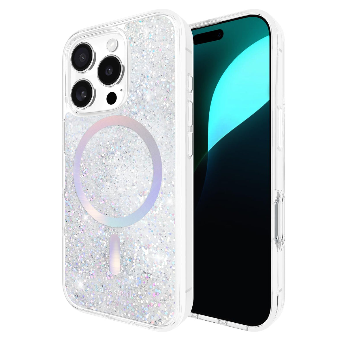 Kate Spade New York Funda para iPhone 16 Pro, Compatible con MagSafe - Liquid Glitter Iridescent