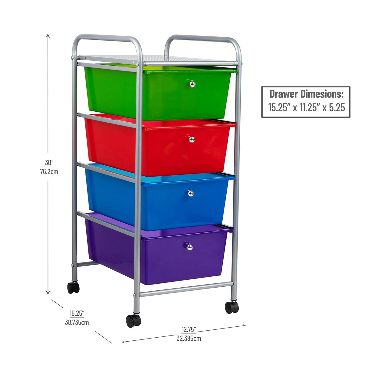 Mind Reader Carrito rodante de Almacenamiento con cajones, Multicolor, 1, 1