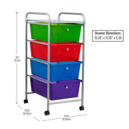 Mind Reader Carrito rodante de Almacenamiento con cajones, Multicolor, 1, 1