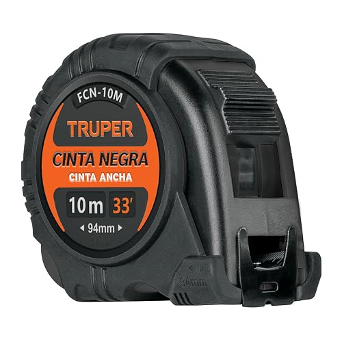 Truper FCN-10M, Flexómetro contra impactos 10 m Cinta Negra 32 mm
