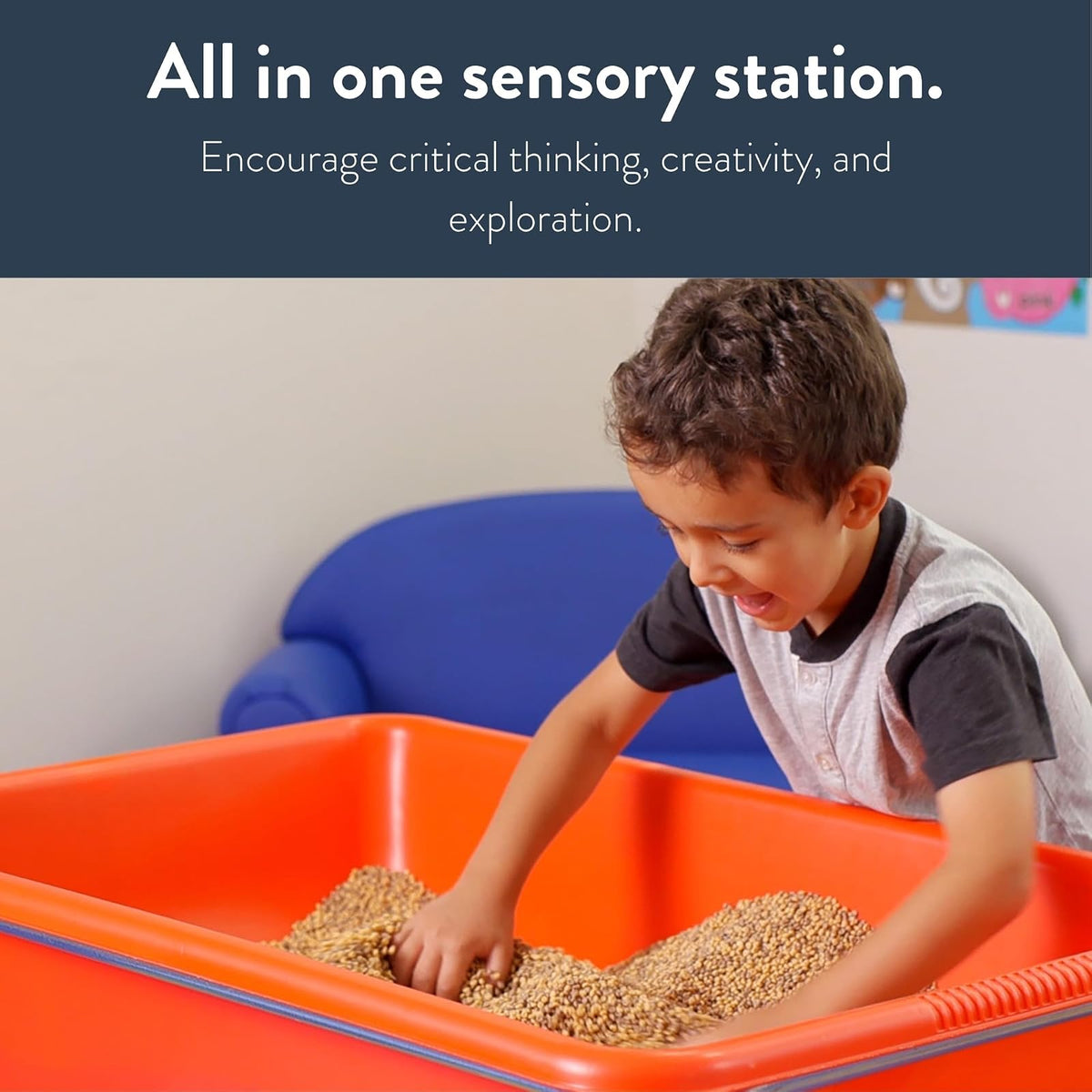 Children's Factory - Mesa sensorial mediana de 24 pulgadas de altura, caja de arena, mesa de agua para niños, color rojo
