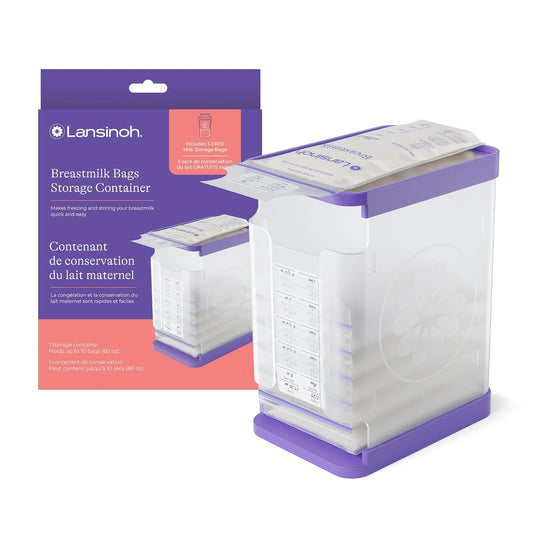 Lansinoh Contenedor Almacenamiento Leche Materna | Hasta 10 bolsas, 60 oz, bandeja congelación rápida, compatible Lansinoh, sin BPA