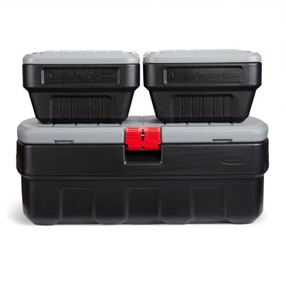 Rubbermaid ActionPacker 48 galones con contenedores de 8 galones anidados, contenedores de almacenamiento bloqueables, industriales, resistentes con tapas
