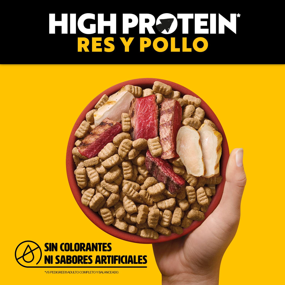 Pedigree - High Protein, Croquetas para Perro Adulto, Sabor Res y Pollo, Alimento Completo para Perro con Alta Proteína, Vitaminas y Omega 6, 18 kg