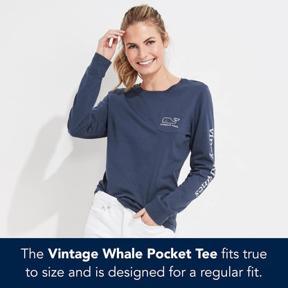 Vineyard Vines Long Sleeve Vintage Whale Pocket T-Shirt Camiseta Mujer