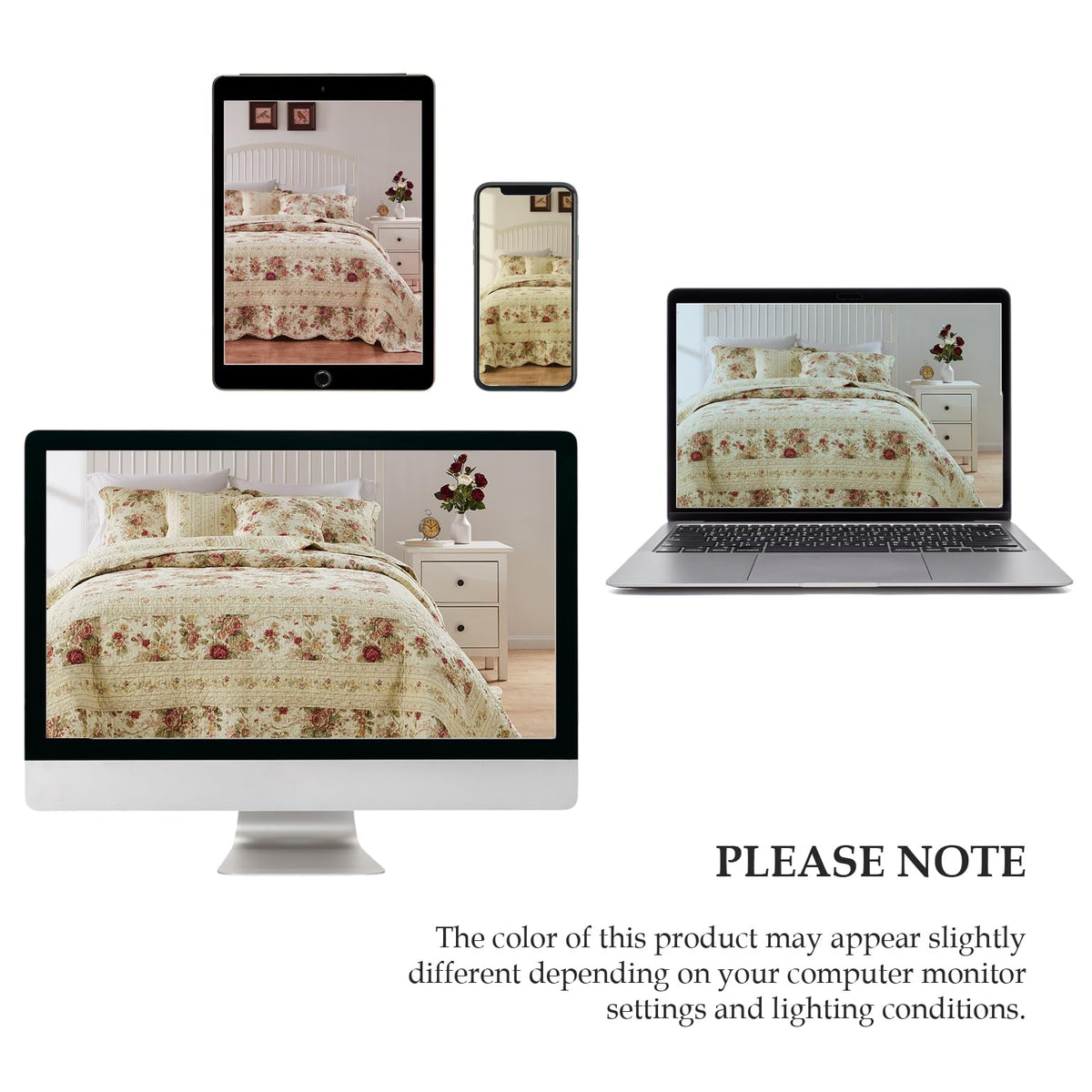 Greenland Home Antique Rose 100% algodón Manta Decorativa Reversible, Tamaño 152 x 127 cm, Maril (Ecru)