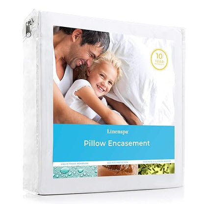 Linenspa Protector para Almohada - Protector Impermeable - Protege tu Almohada Contra Líquidos, Alérgenos y Accidentes - Hipoalergénico y Transpirable - Queen