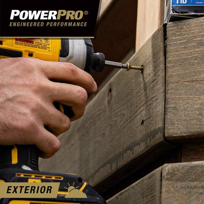 Power Pro 48595 Tornillos para madera, #8 x 1-1/2 pulgadas, tornillos para cubierta exterior premium, resistentes a la corrosión, bronce recubierto de epoxi, caja de 1 libra, 203 piezas