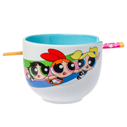 Silver Buffalo Tazón de Cerámica para Ramen con Palillos y Cuchara, 592 ml - Poder para niñas superpoderosas