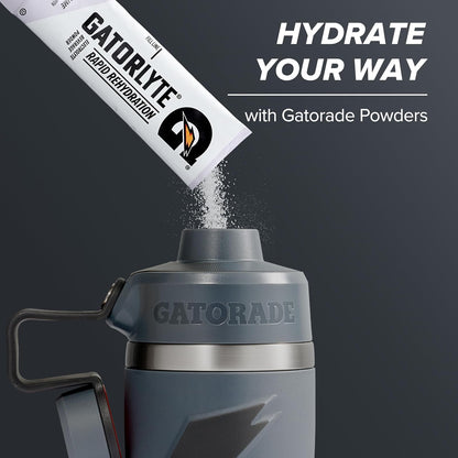 Gatorade 'Overtime' Botella de agua de acero inoxidable de 32 onzas, tapa giratoria, gris