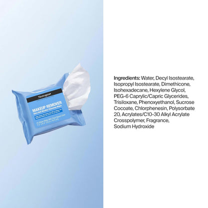 Makeup Remover Cleansing Towelette Singles Individually Wrapped, 20 Pre-moistened Towelettes
