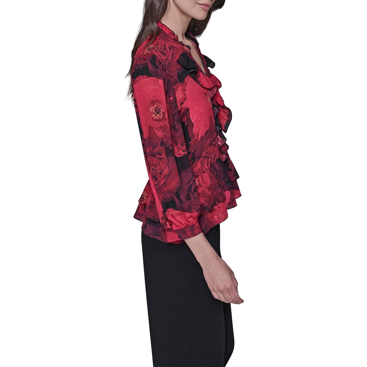 Karl Lagerfeld - Blusa de Manga Larga con Cuello en V para Mujer