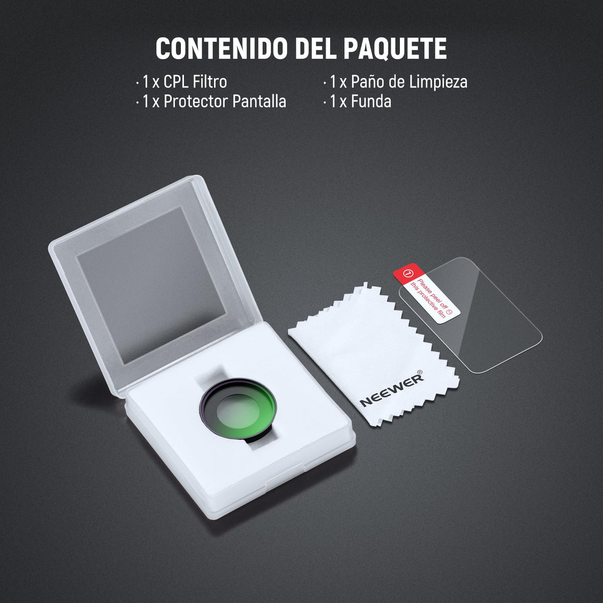 NEEWER CPL Filtro Compatible con dji Osmo Nano, Filtro Polarizador Circular Ajustable Rosca Objetivo de Action CAM, Accesorios de Vidrio Óptico Multicapa con Protector de Pantalla de Vidrio Templado