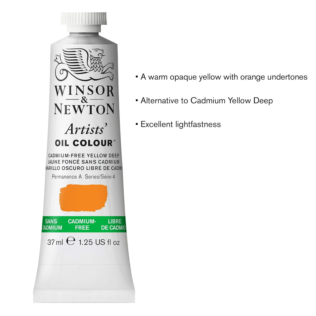 Winsor & Newton Pintura al Óleo 37 ml Yellow Deep Libre de Cadmio #891