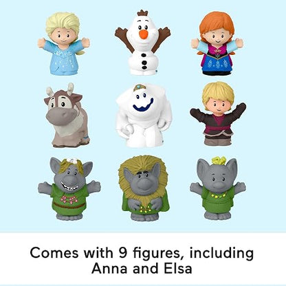 Fisher-Price, Little People, Estuche de Figuras, Frozen, Juguete para Bebé, Incluye 9 Personajes: Anna, Elsa, Olaf, Kristoff, Sven, Marshmallow, Grand Pabbie, Bulda y Pebble, 18 Meses en Adelante